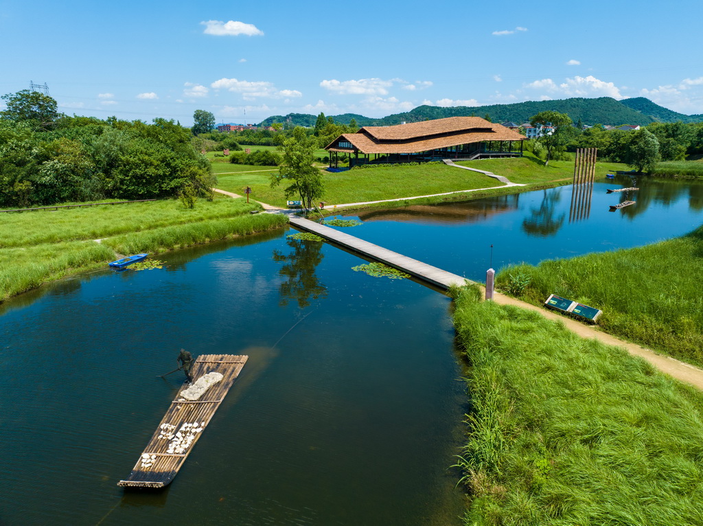 On July 4, 2024, Hangzhou Liangzhu Ancient City Ruins Park South City Wall Ruins Exhibition Point (drone photo). Xinhua News Agency reporter Jianghan photo