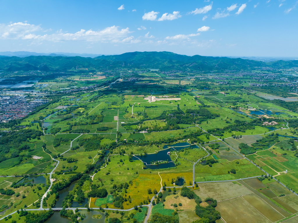 Panorama of Hangzhou Liangzhu Ancient City Ruins Park (photo of drone) taken on July 4, 2024. Xinhua News Agency reporter Jianghan photo