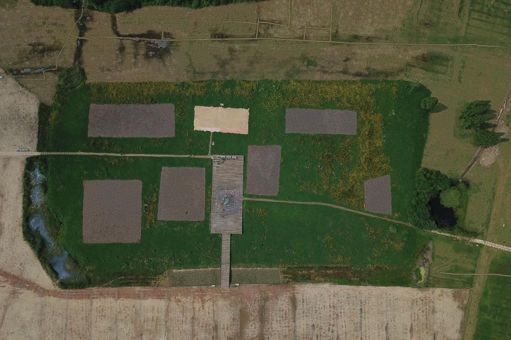 On June 23, 2019, the palace area of Liangzhu National Archaeological Site Park was photographed by drones. Xinhua News Agency reporter Huang Zongzhi photo
