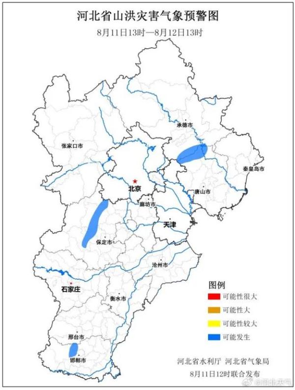 Heavy rain+rainstorm! Just this afternoon and tomorrow morning! Hebei latest warning ...